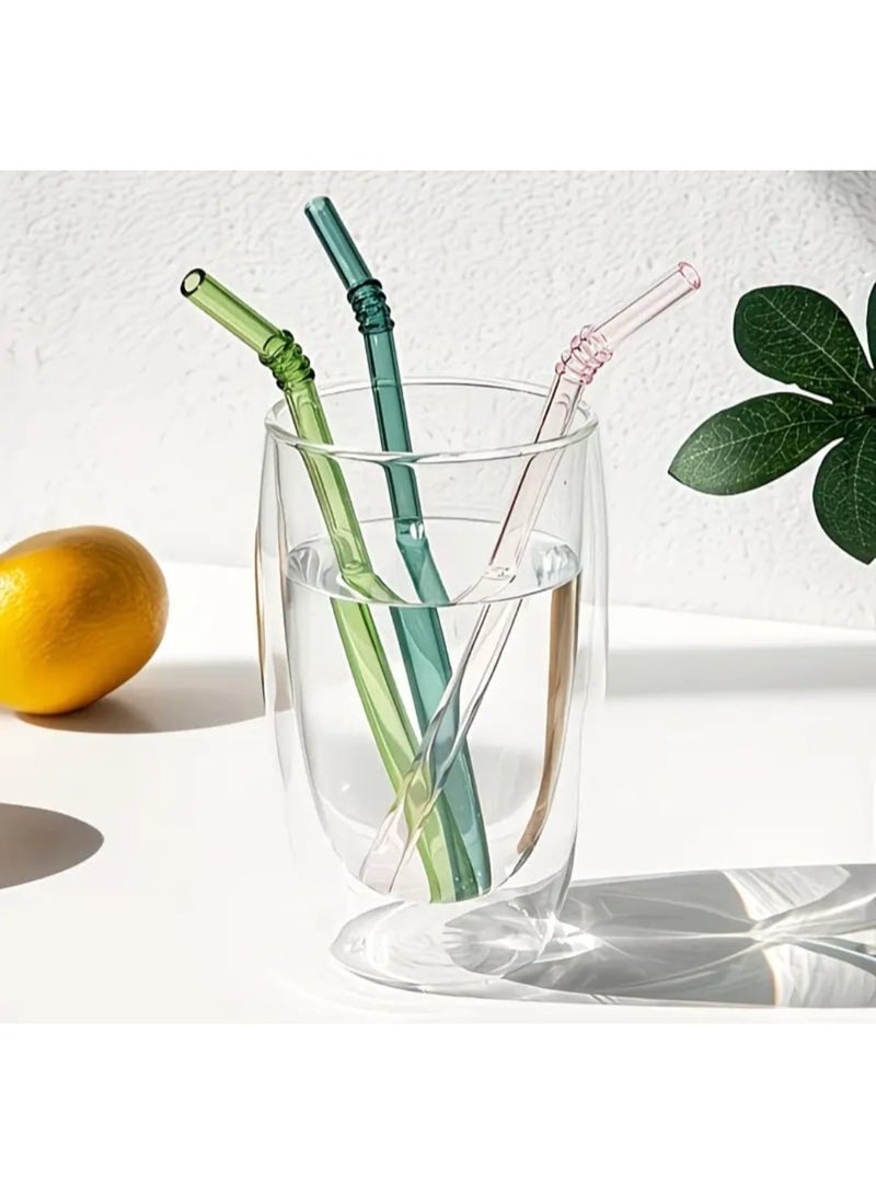 LDQ 5pcs Colorful Borosilicate Glass Straws Set with Cleaning Brush – Reusable Heat-Resistant Drinking Straws (20cm) for Coffee, Juice & Beverages - Image 5